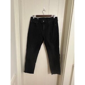 Gap Girlfriend Mid Rise Black Jeans Raw Hem Size 29 8s Solid Denim Pants